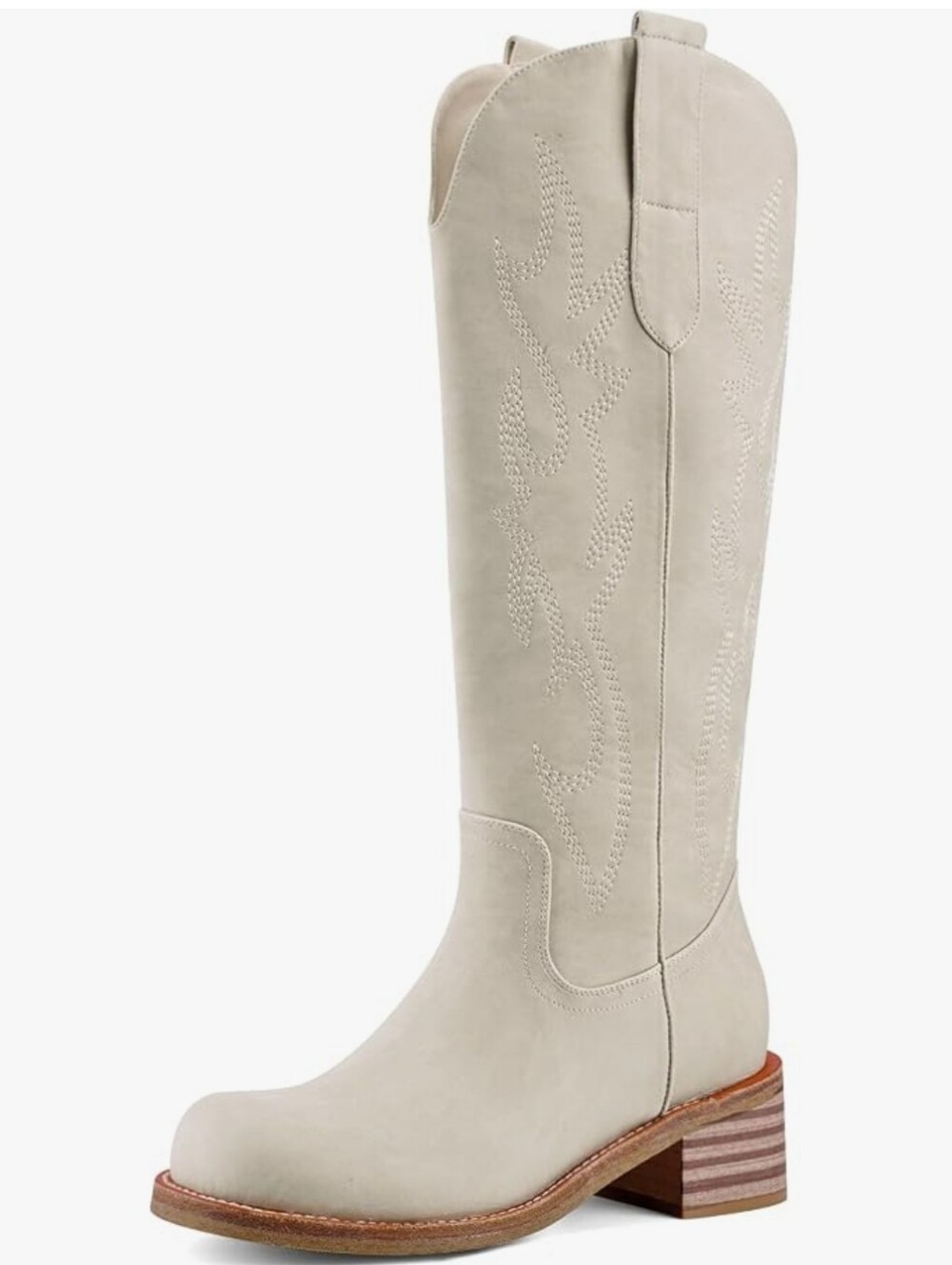 Cowboy Boots Knee High Women Western Embroidered Square Toe Wide Calf